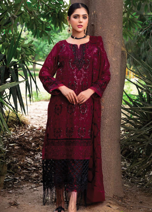 Husna Umar Chiffon Unstitched 3pcs