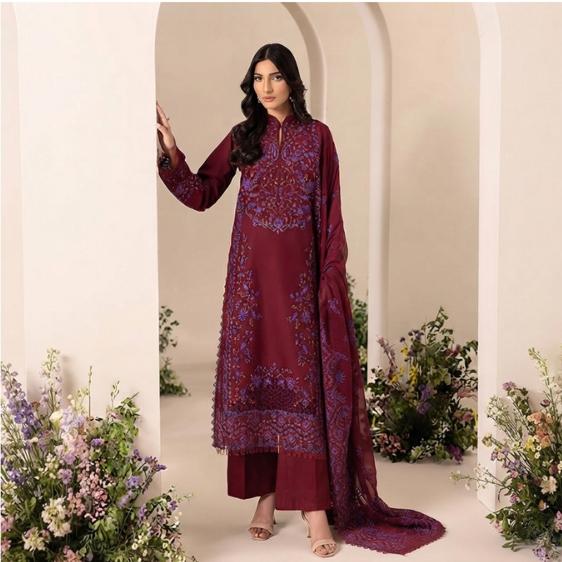 Raj Bari exclusive edition embroidered chiffon dupatta Pakistani three piece