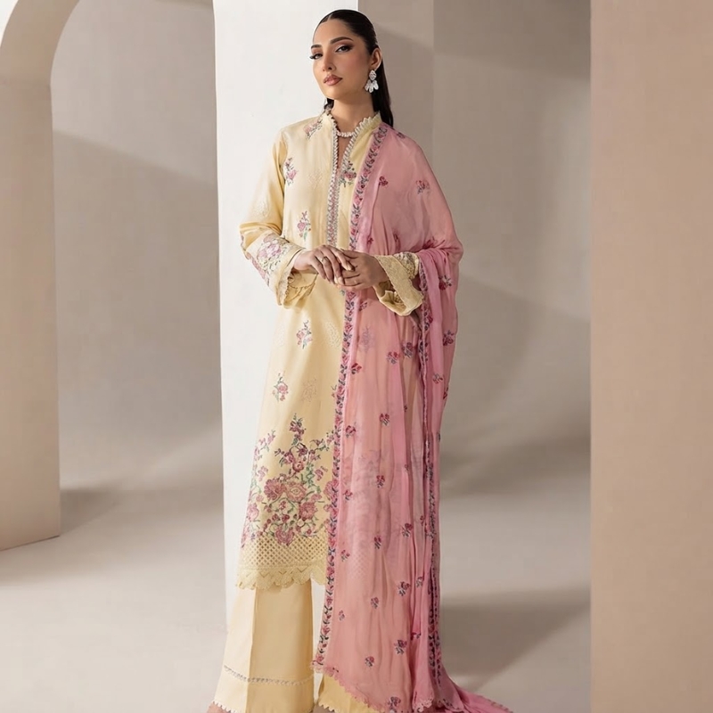 Raj Bari exclusive edition embroidered chiffon dupatta Pakistani three piece